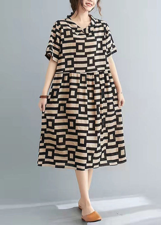 Diy Print O-neck Button Low High Design Vacation Dresses Summer