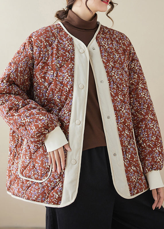 Pink Pockets Print Fine Cotton Filled Jacket Winter