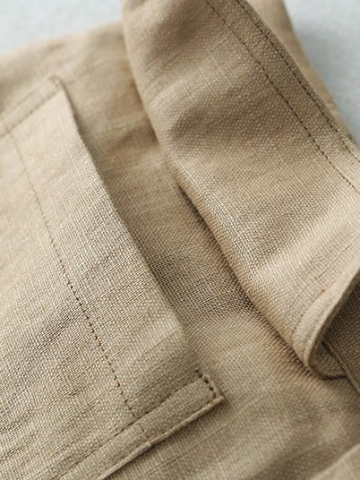 A-line Plain Mid-length Linen Skirt