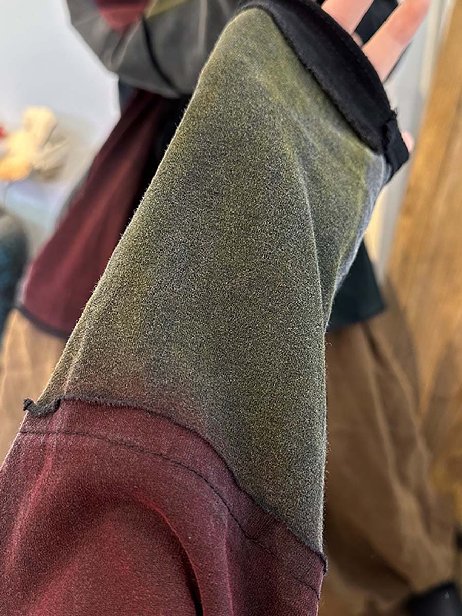 Color Block Pile Collar Loose Sweatshirt