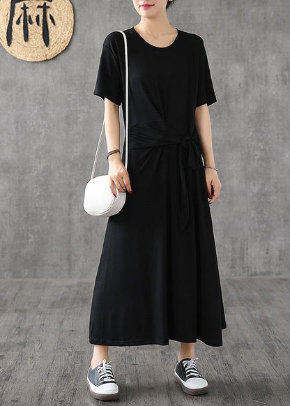 O Neck Bow Cotton Dress Yellow Traveling Dresses Summer