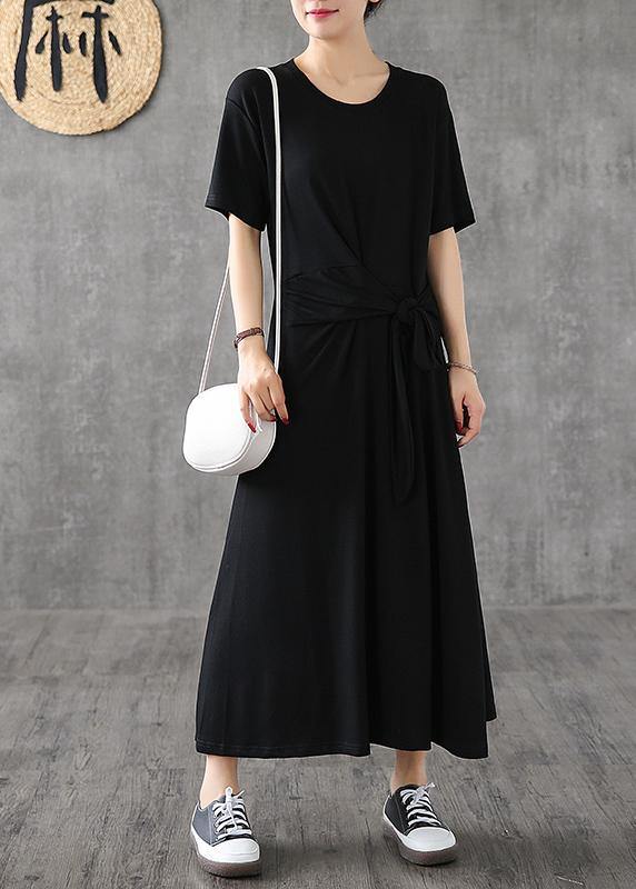 O Neck Bow Cotton Dress Yellow Traveling Dresses Summer