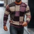 Men'S Vintage Color Block Jacquard Cozy Sweater elevenforest
