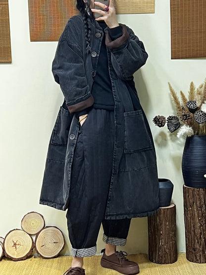 Winter Thickened Stand Collar Long Padded Coat