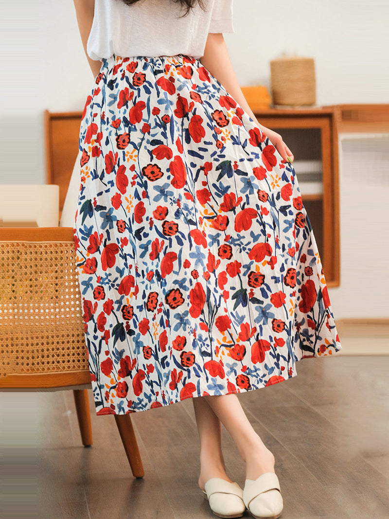 Elastic Waist Cotton Skirt