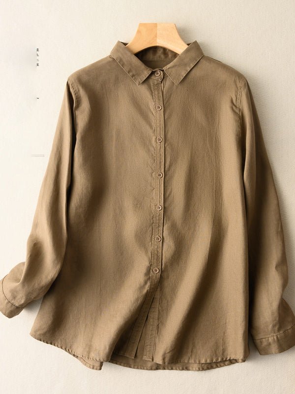 100% Linen Long Sleeve Shirt in Color