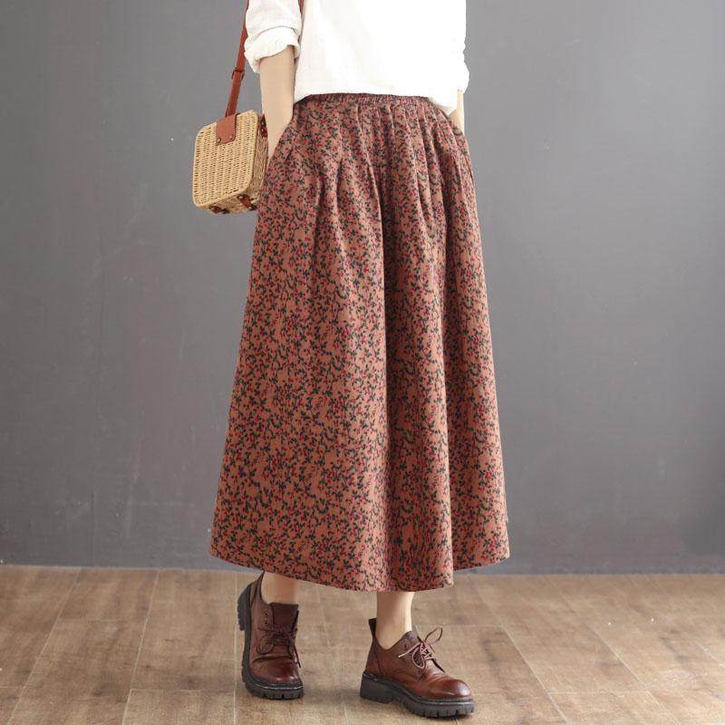 Retro Patchwork High Waist Cotton Skirt