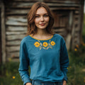 Vintage Sunflower Floral Linen Crew Neck T-shirt elevenforest