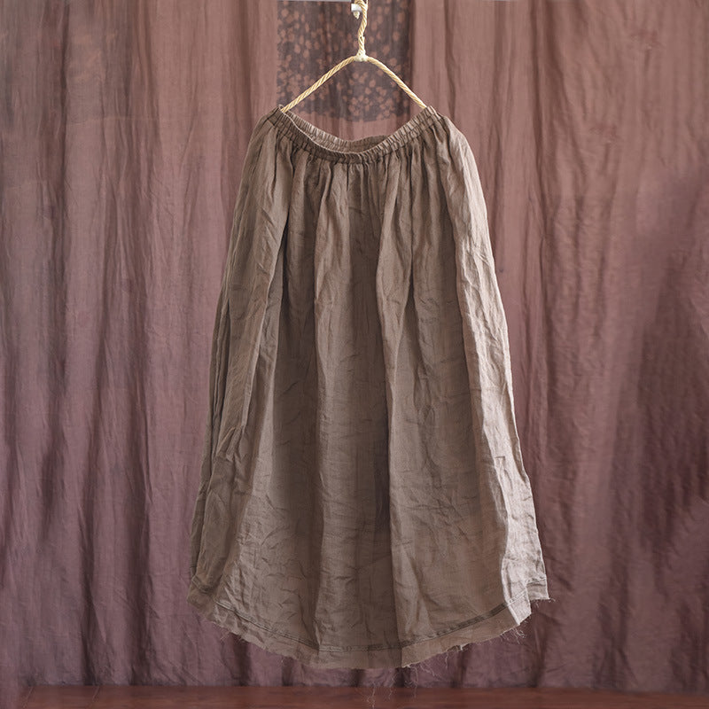 Loose Linen Rough Hem Skirt
