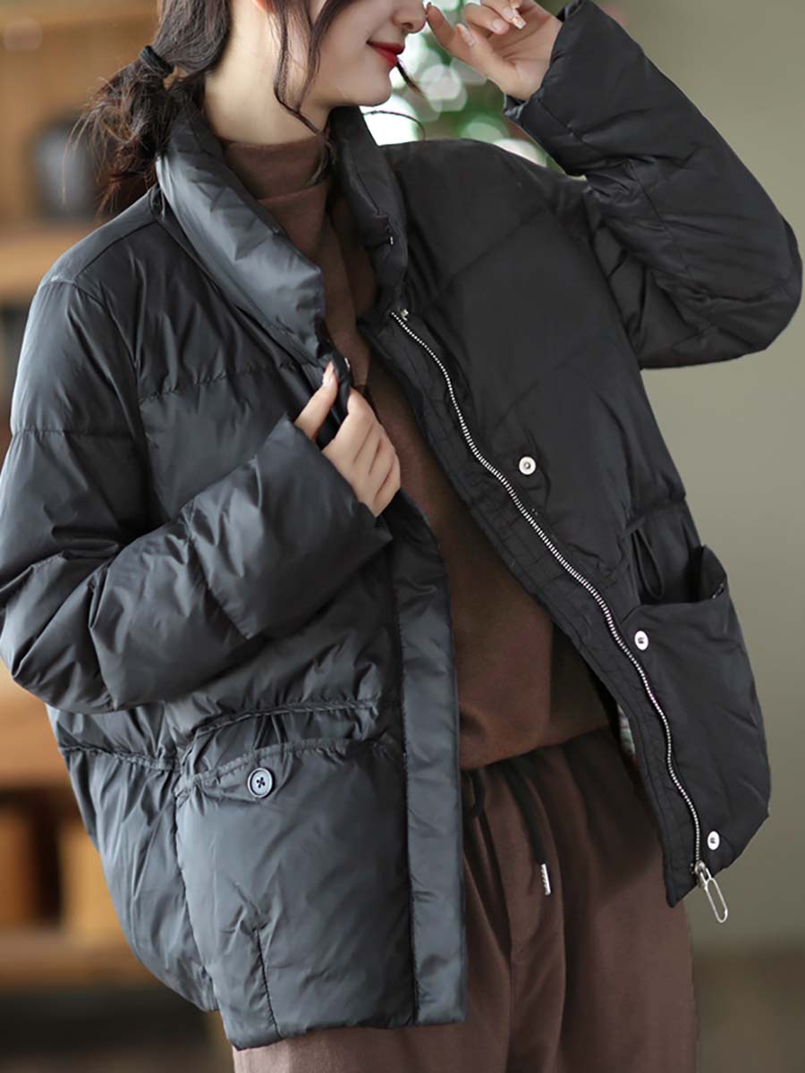 Zipper Pocket Warm Down Coat