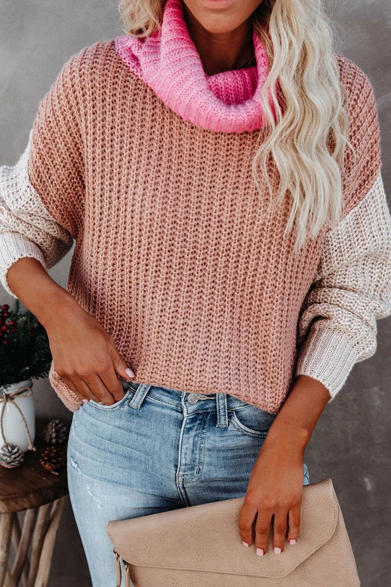 Turtleneck Color Block Sweater