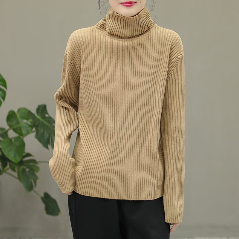 Stripe Knitted Turtleneck Winter Sweater