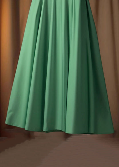 Simple Green High Waist Cotton Skirt Spring