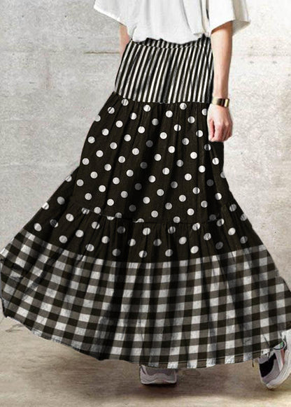 Handmade Retro Patchwork Ruffled Skirt