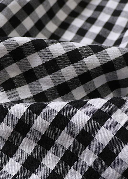Black White Plaid Wrinkled Pockets Fall Skirt