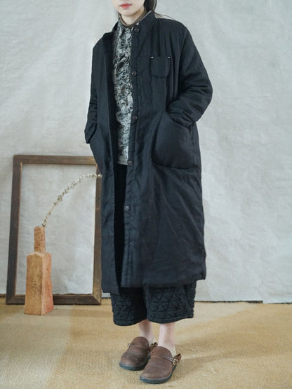Winter Button Pocket Padded Coat