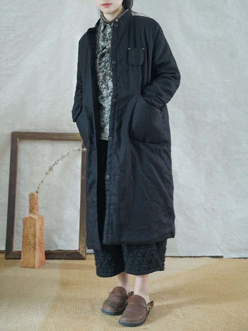 Winter Button Pocket Padded Coat