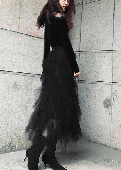 Organic Black Tulle Tiered Summer Skirts