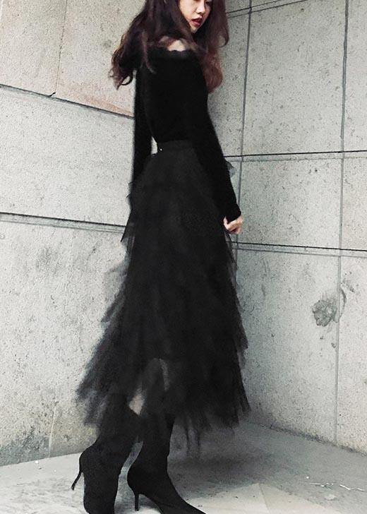 Organic Black Tulle Tiered Summer Skirts