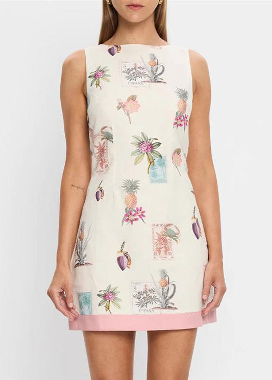 Beige Slash Neck Patchwork Mid Dresses Summer