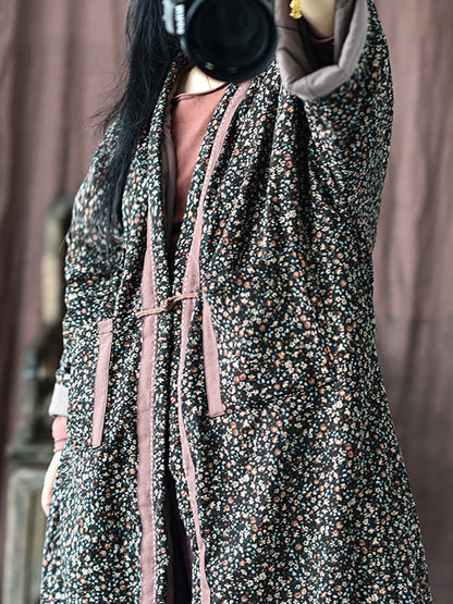Winter Warm Pocket Print Coat