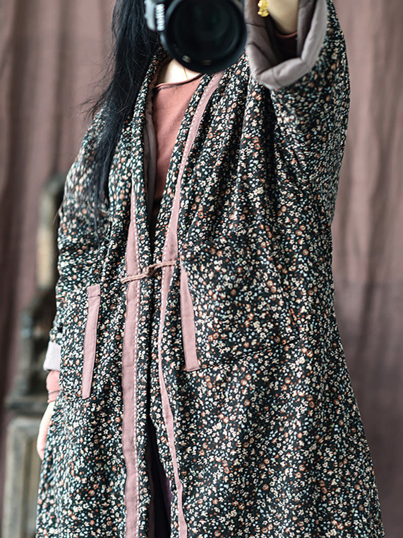 Winter Warm Pocket Print Coat