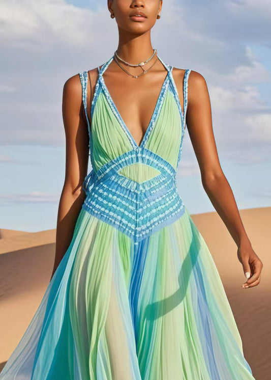 Tie Dye Exra Large Hem Chiffon Cami Dresses Summer