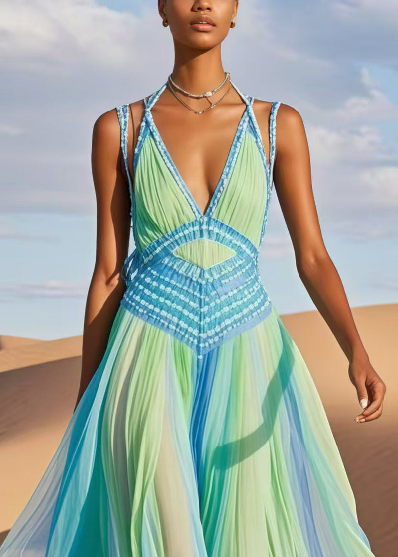 Tie Dye Exra Large Hem Chiffon Cami Dresses Summer