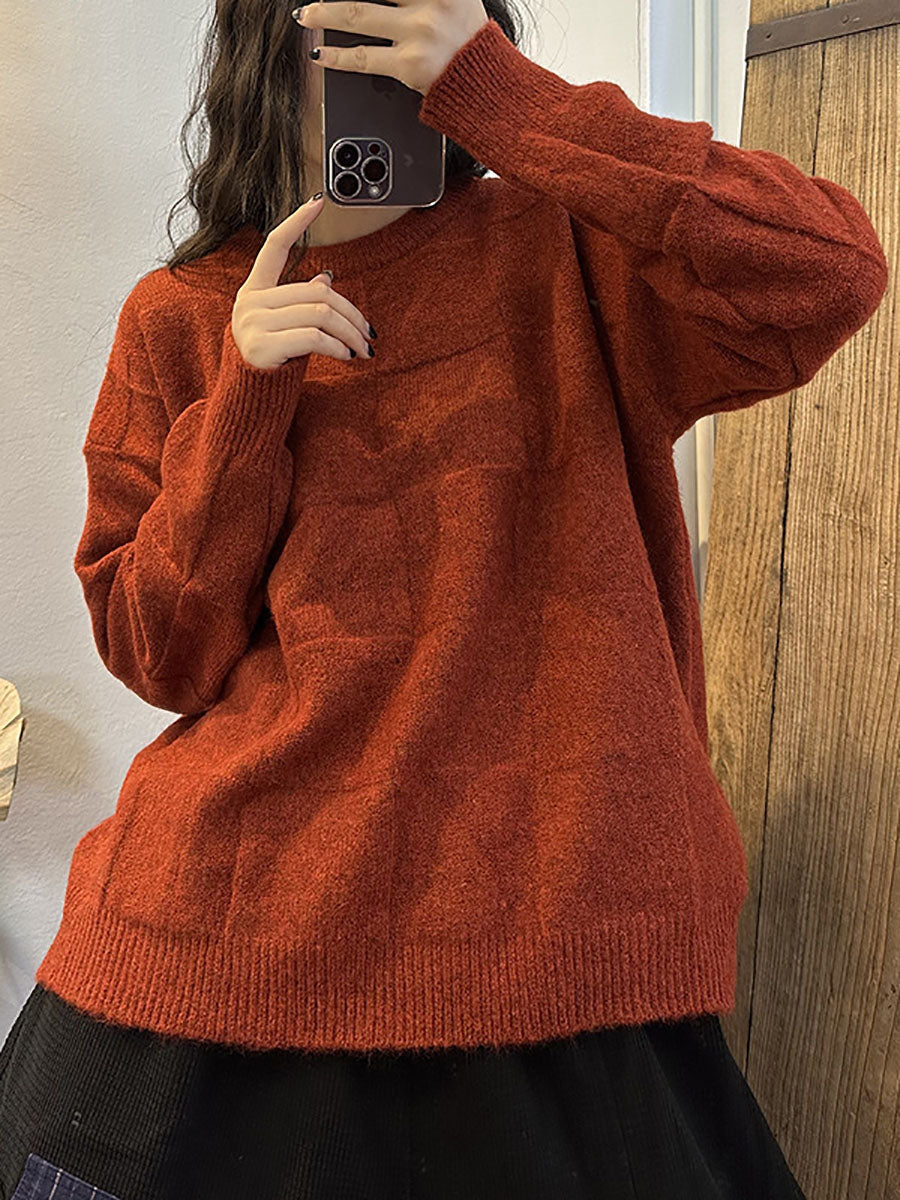 Winter Artsy Plaid Knitted Warm Sweater