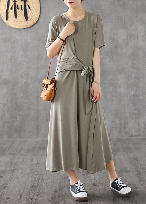 O Neck Bow Cotton Dress Yellow Traveling Dresses Summer