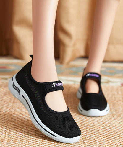 Purple Breathable Mesh Splicing Flat Shoes