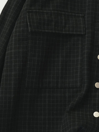 Loose Plaid Print Single Breasted Coat