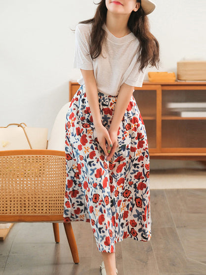 Elastic Waist Cotton Skirt