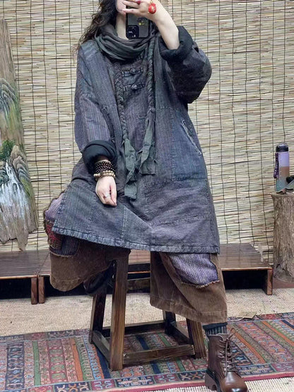 Thick Split Hem Loose Pullovers Jacket