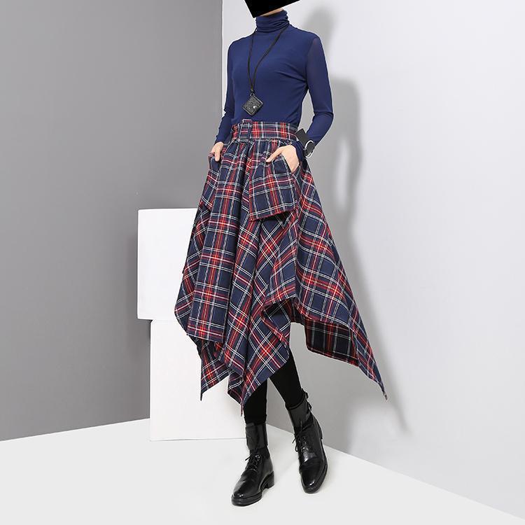 Aitana Plaid Picnic Skirt - Navy