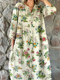 Women's Resort Floral Pattern Cotton Shirt Dress