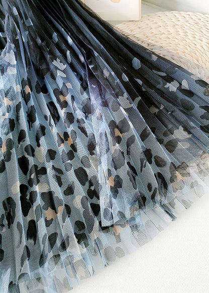 Organic Green Leopard Print Straight Fall Skirt