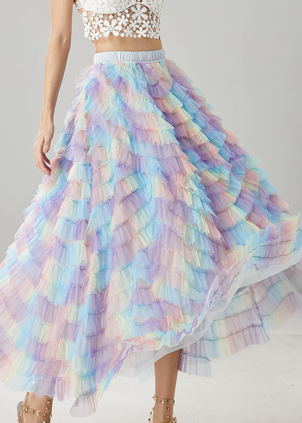 Rainbow Exra Large Hem Tulle Skirts Summer