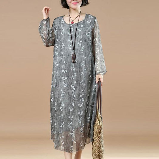Classy Tunic Fine Summer Printing Loose Blue Dress