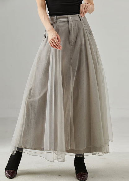 Grey Exra Large Hem Tulle Holiday Skirt Fall