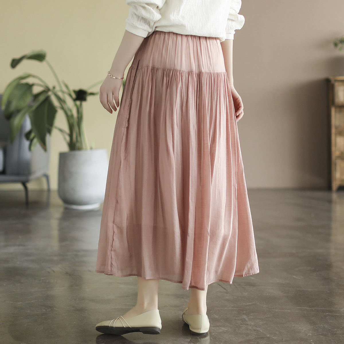 Cozy Cotton Linen Retro A-line Pleated Skirts