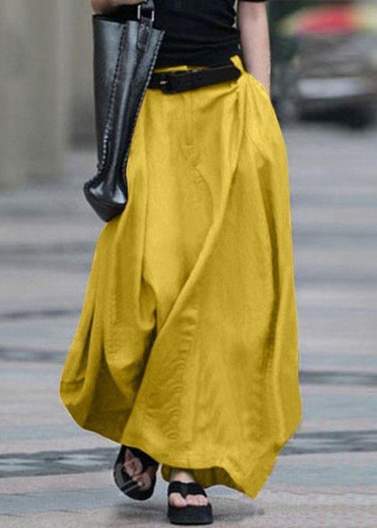 Cotton High Elastic Waist Side Pocket Zipper Skirts
