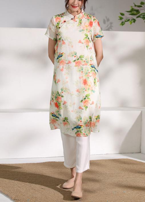 Classy Orange Linen Clothes Short Sleeve Dresses O Neck Dress