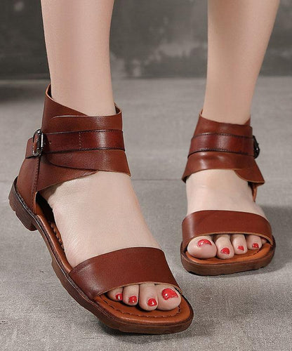Chocolate Best Sandals for Walking Cowhide Leather