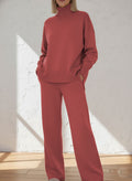 Gray-pink Casual Stand Collar Long Sleeve Top And Casual Long Pants