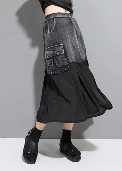 Unique Cotton Fitted Street Personality Chiffon Stitching A-line Skirt