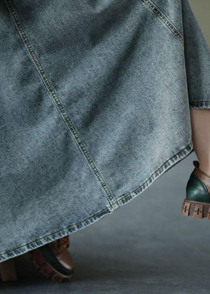 Blue Retro Patchwork a Line Summer Skirts Denim