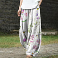 Comstylish Bee & Floral Print Women's Loose Linen Pants