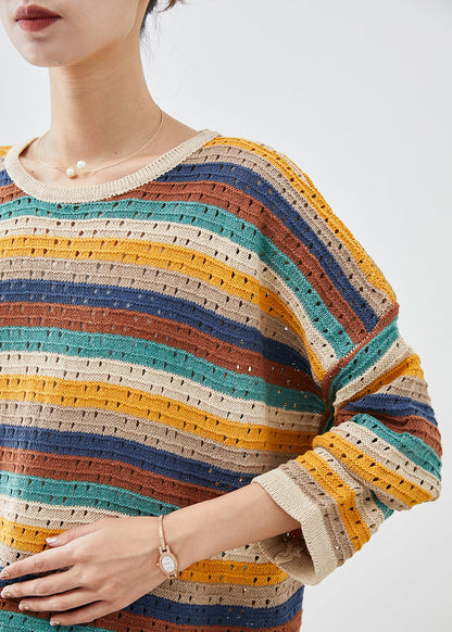 Colorblock Oversized Striped Knit Top Fall