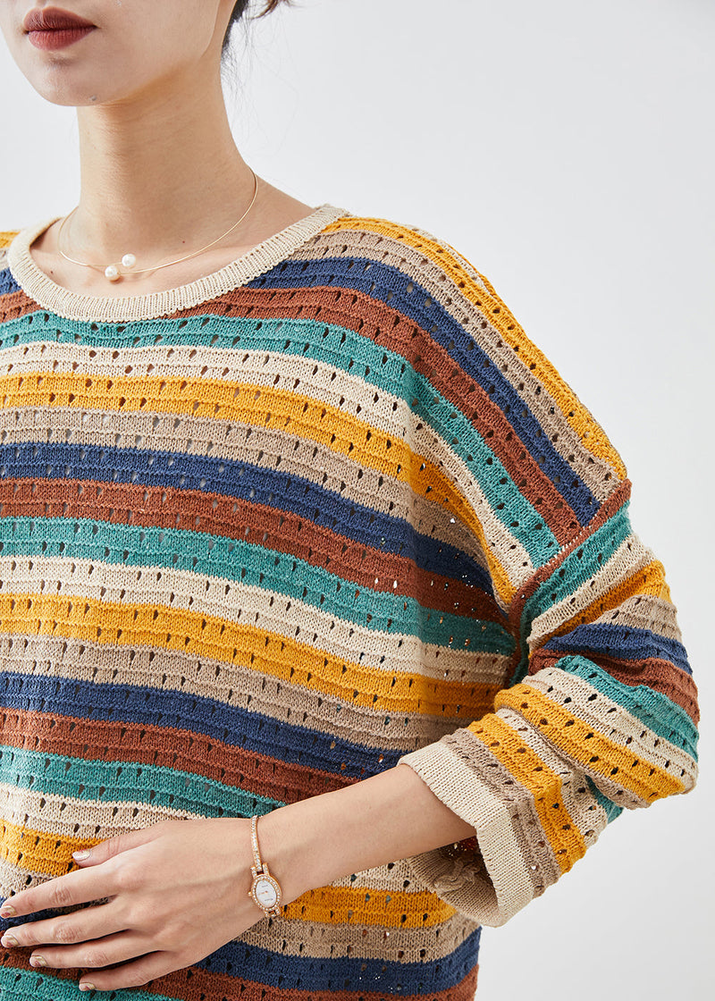 Colorblock Oversized Striped Knit Top Fall